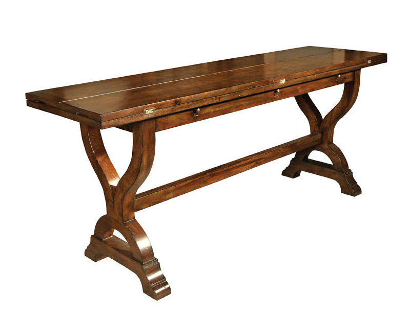 Port Eliot Flip Top Trestle Solid Wood Dining Table Perigold